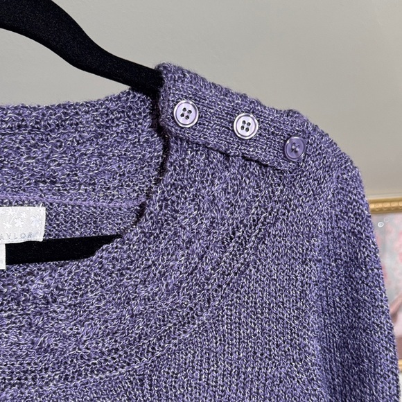 EUC Carolyn Taylor Purple Heather Embellished Neck Sweater So Soft - Picture 3 of 6